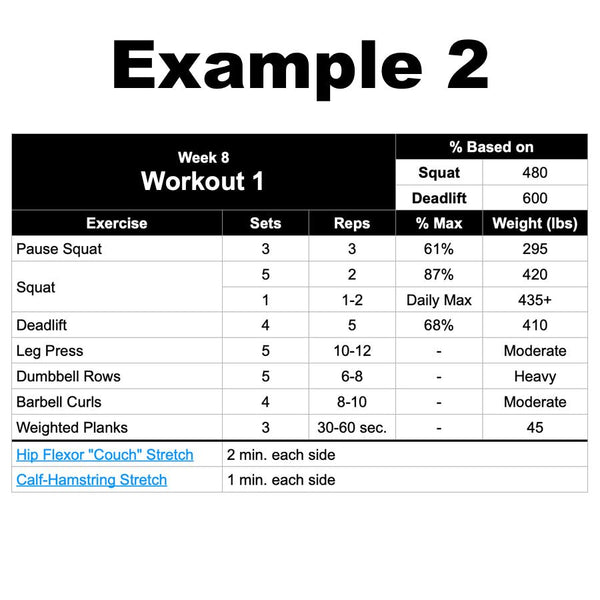 Custom Powerlifting Program Example Squat Workout - Strength World