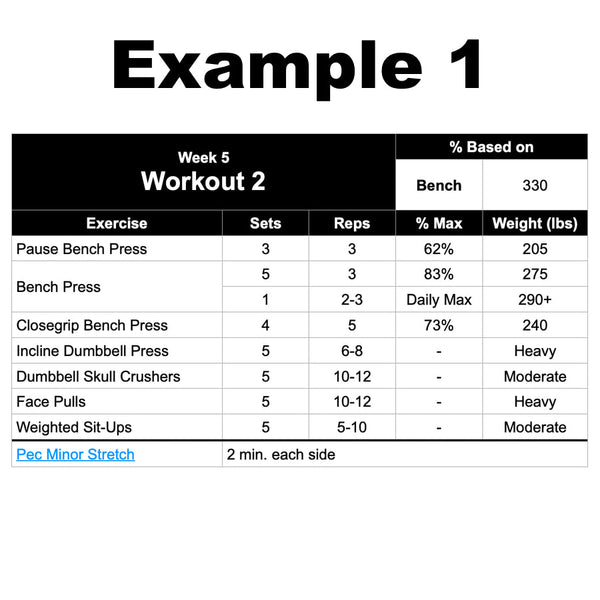Custom Powerlifting Program Example Bench Press Workout - Strength World